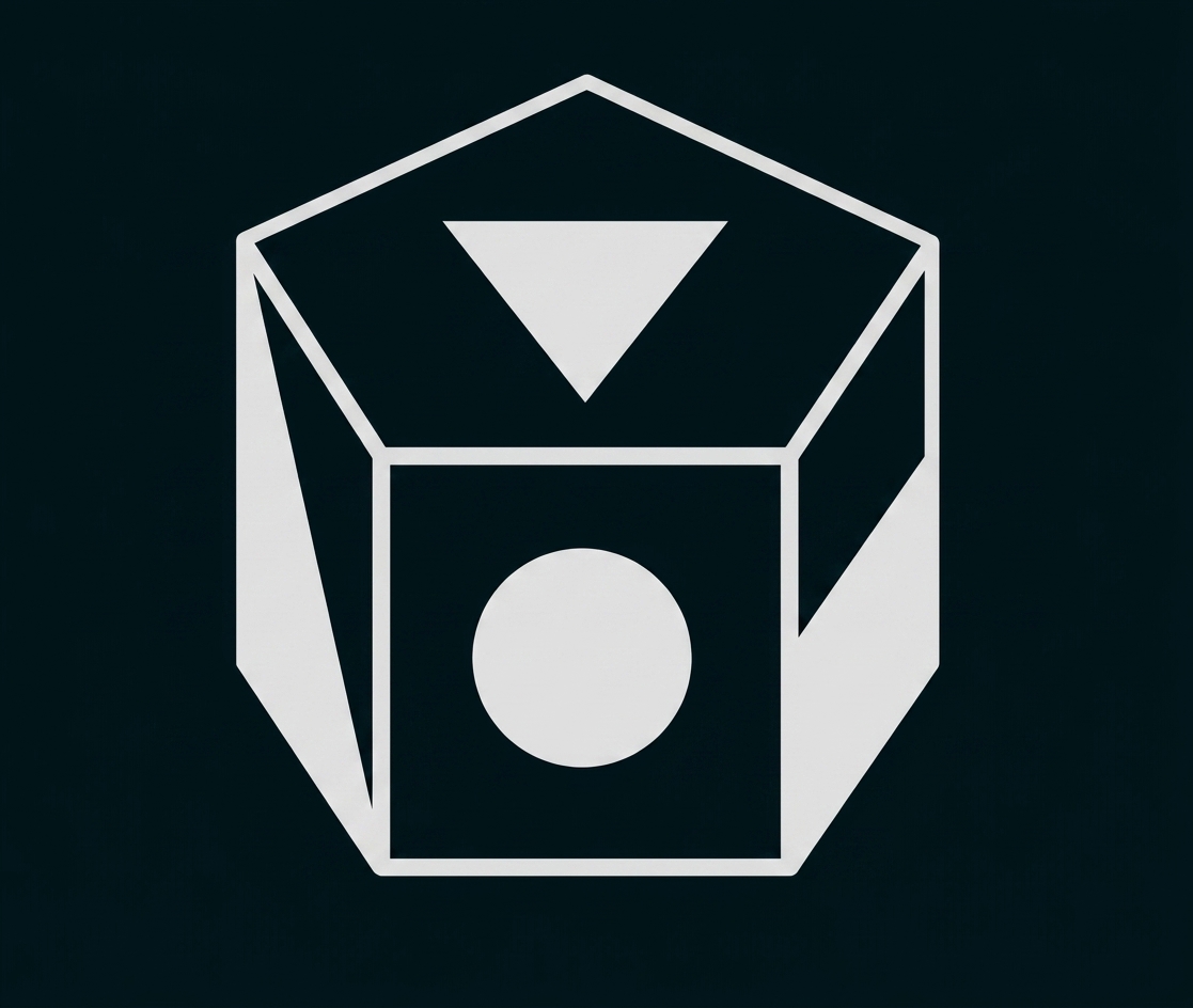 Geometrische 3D-Form mit Kreis und Dreieck.